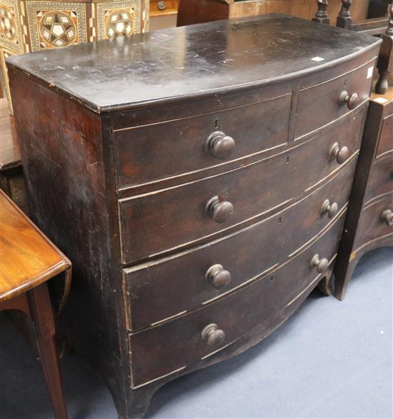 A Regency mahogany five drawer bowfront chest